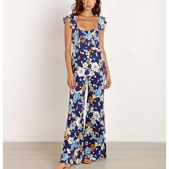 For Love And Lemons Dresses & Skirts - For Love and Lemons Floral Blue Jumpsuit
